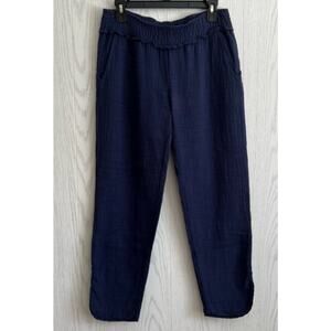 Democracy Women's Medium Cotton Lightweight Gauze Crop Pants Blue